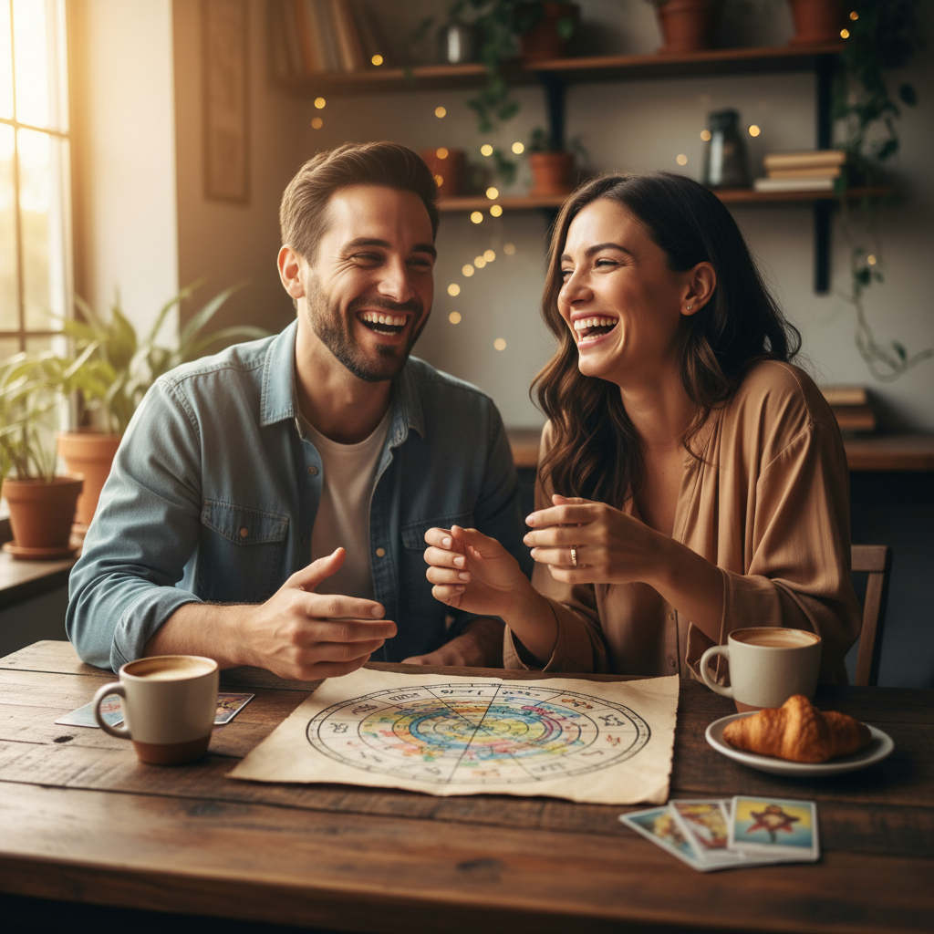 Two overlapping birth charts representing synastry astrology