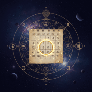 Calendar page and zodiac constellation overlay symbolizing the meaning of a birth date