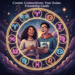 Zodiac signs with two people holding drinks.