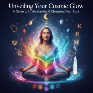 Meditation with colorful cosmic aura