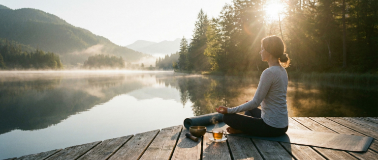 Person sitting in a peaceful lotus position demonstrating how to meditate for beginners.