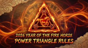 A majestic flaming Fire Horse galloping forward, symbolizing the dominant energy and passion of the Chinese Zodiac 2026.