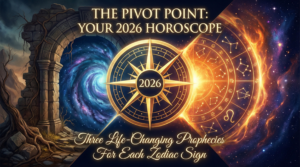 Featured image showing a mystical stone gateway and a golden zodiac compass, representing the life-changing prophecies in your 2026 Horoscope.